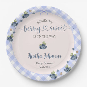 Bosbes Bes Zoete Kleine Jongen Baby Shower Papieren Bordje