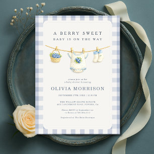 Bosbes Bes Zoete Waslijn Baby Shower Kaart