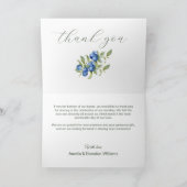 Bosbes, blauwe veldbloemen namaak goud folie lijst bedankkaart (Binnen)