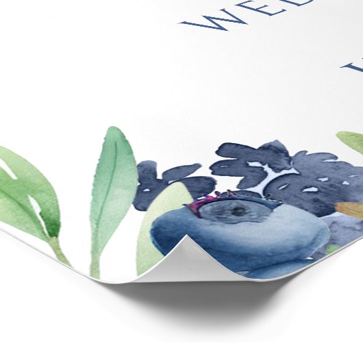 Bosbes Bloem Bruiloftsprogramma QR-code Poster (Hoek)