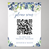 Bosbes Bloem Bruiloftsprogramma QR-code Poster (Voorkant)