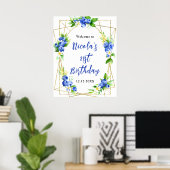 Bosbes Bloemige Verjaardags Welkom Poster (Thuiskantoor)