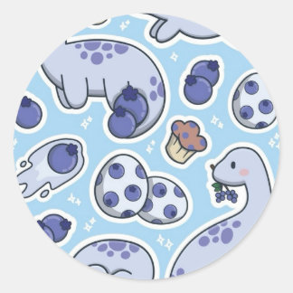 Bosbes dinosaurus ronde sticker