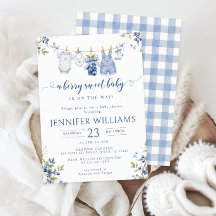Bosbes een bes zoete baby jongen shower uitnodigin