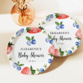 Bosbes en aardbei Baby shower Papieren Bordje