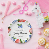 Bosbes en aardbei Baby shower Papieren Bordje (Feest)
