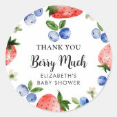 Bosbes en aardbei Dank u Ronde Sticker (Voorkant)