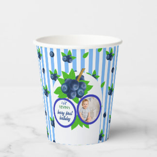 Bosbes Feest Bes Eerste Verjaardag Zomer Papieren Bekers