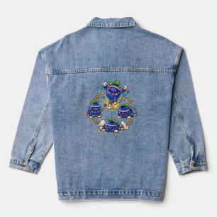 Bosbes Fitness Mascotte Springend Burst Oefening S Denim Jacket