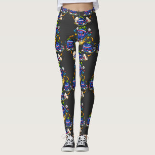 Bosbes Fitness Mascotte Springend Burst Oefening S Leggings