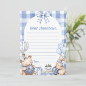 Bosbes Gingham Tijdscapsule Notitie Bericht Kaart (Staand voorkant)