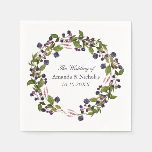 bosbes | herfst krans bruiloft gepersonaliseerd servet (Voorkant)