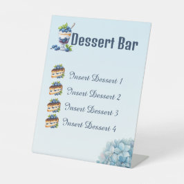 Bosbes, Hortensia Watercolor Trouw Dessert Reclamebord Met Voetstuk