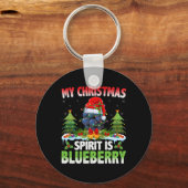 Bosbes met kerstmuts - Kerstgeest is Sleutelhanger (Voorkant)