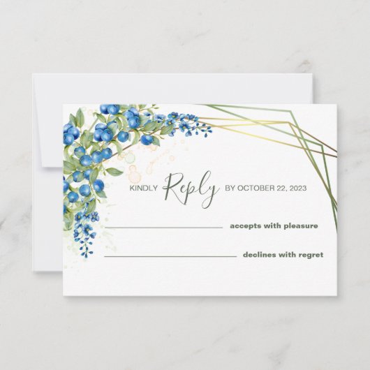 Bosbes met nep goud folie lijst RSVP kaart (Voorkant)