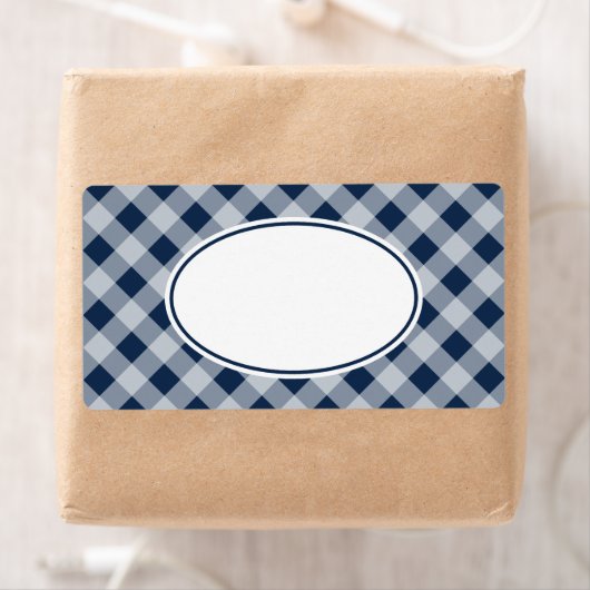 Bosbes Navy Gingham Keuken Gift Tag Labels (Insitu)