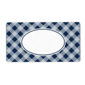 Bosbes Navy Gingham Keuken Gift Tag Labels (Voorkant)