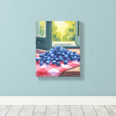 Bosbes Plukken | Fruit Waterverf Bosbessen Canvas Afdruk (Insitu (Houten vloer))