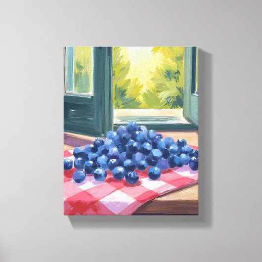 Bosbes Plukken | Fruit Waterverf Bosbessen Canvas Afdruk (Voorkant)