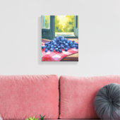 Bosbes Plukken | Fruit Waterverf Bosbessen Canvas Afdruk (Insitu (Woonkamer))