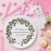 bosbes | Rustic Wreath bruiloft gepersonaliseerd Papieren Bordje (Feest)