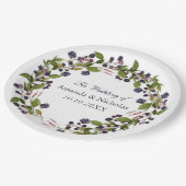 bosbes | Rustic Wreath bruiloft gepersonaliseerd Papieren Bordje (Gekanteld)