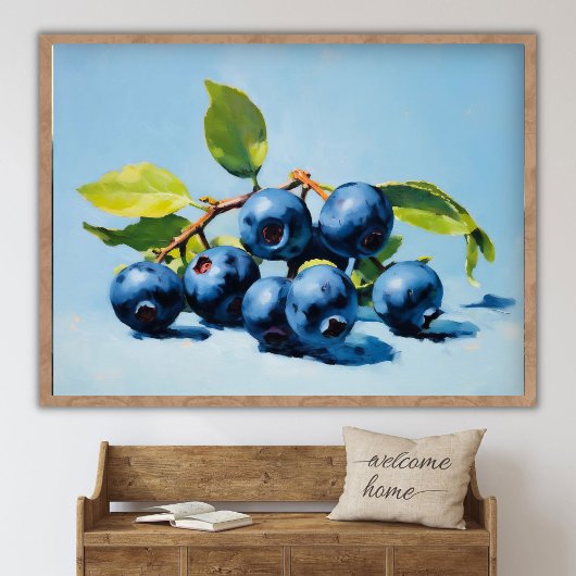 Bosbes stilleven schilderij abstracte fruitkunst poster