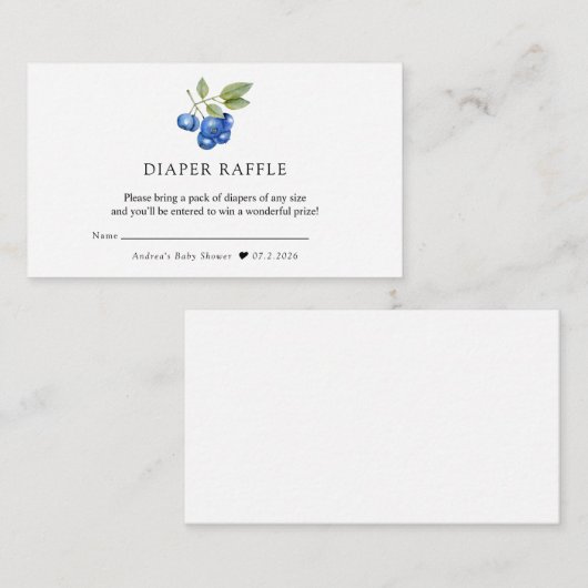 bosbes | Zoet Baby shower Informatiekaartje (Voorkant / Achterkant)