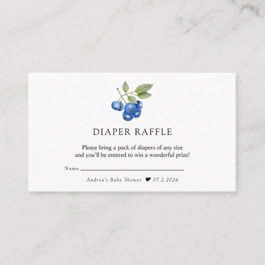 bosbes | Zoet Baby shower Informatiekaartje (Voorkant)