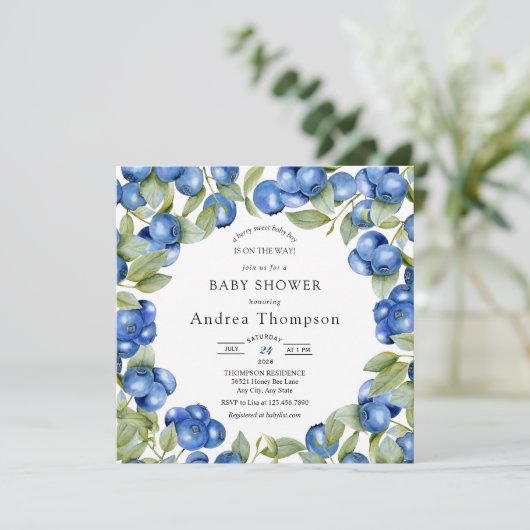 bosbes | Zoet Baby shower Kaart (Staand voorkant)