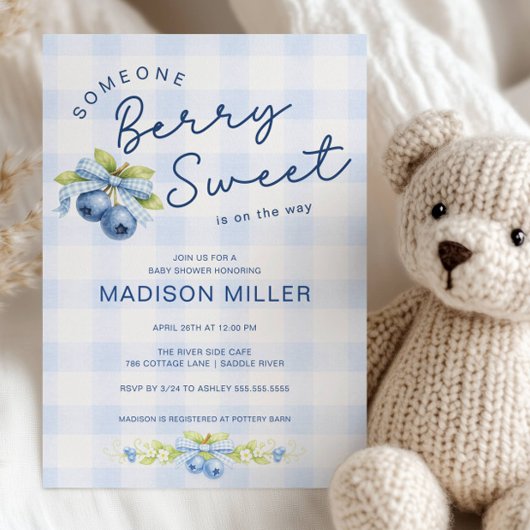 Bosbes Zoete Baby Shower Uitnodiging