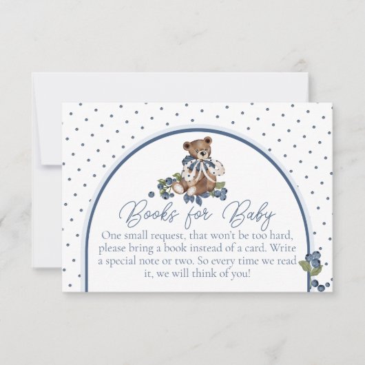 Bosbesbeer Jongens Baby Shower Boek Verzoek Kaart (Voorkant)