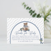 Bosbesbeer Jongens Baby Shower Boek Verzoek Kaart (Staand voorkant)