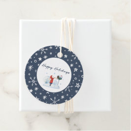 Bosbesblauwe Sneeuwvlok Rond Kerst Cadeautags Bedankjes Labels