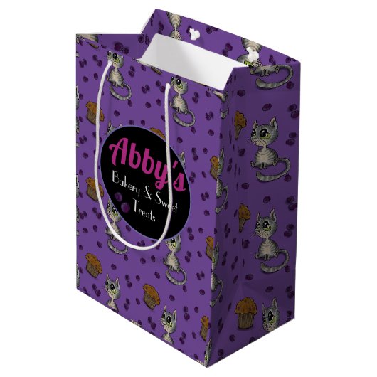 Bosbesmuffin Bloop Kat Patroon Medium Cadeauzakje (Achterkant Gekanteld)
