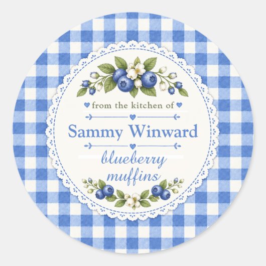 Bosbesmuffins Thuisgemaakte Cadeau-etiket Ronde Sticker (Voorkant)