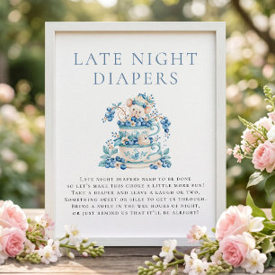 Bosbesmuis Late Night Luierbord Baby Shower Poster