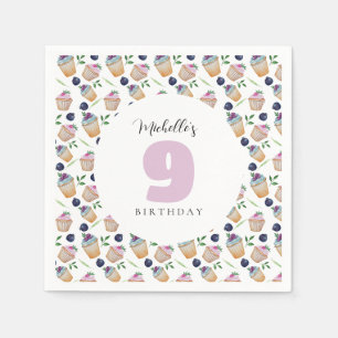 Bosbessecupcakes Aquarelpatroon Servet