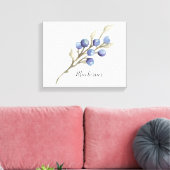 Bosbessen aan tak canvasprint canvas afdruk (Insitu (Woonkamer))