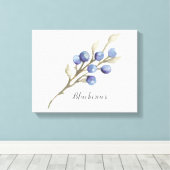 Bosbessen aan tak canvasprint canvas afdruk (Insitu (Houten vloer))