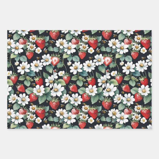Bosbessen Aardbeien Bijen en vlinders Inpakpapier Vel (Voorkant 2)