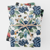 Bosbessen Aardbeien Bijen en vlinders Inpakpapier Vel (In situ)