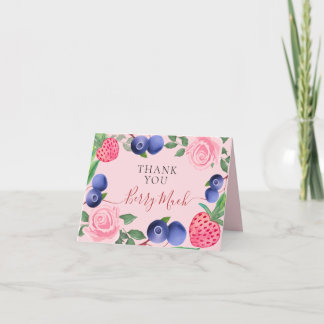 Bosbessen & Aardbeien Lijst met Roze Rozen Bedankkaart