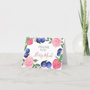 Bosbessen & Aardbeien Lijst met Roze Rozen Bedankkaart
