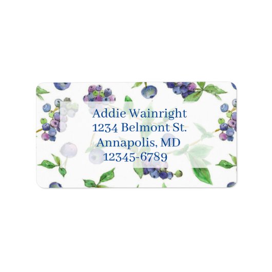 Bosbessen Aquarel Fruit Retouradres Etiket (Voorkant)