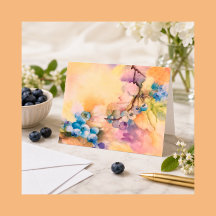 Bosbessen Aquarel Wenskaart — Handgeschilderd