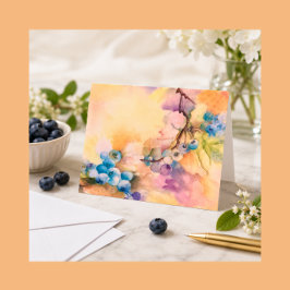Bosbessen Aquarel Wenskaart — Handgeschilderd Kaart