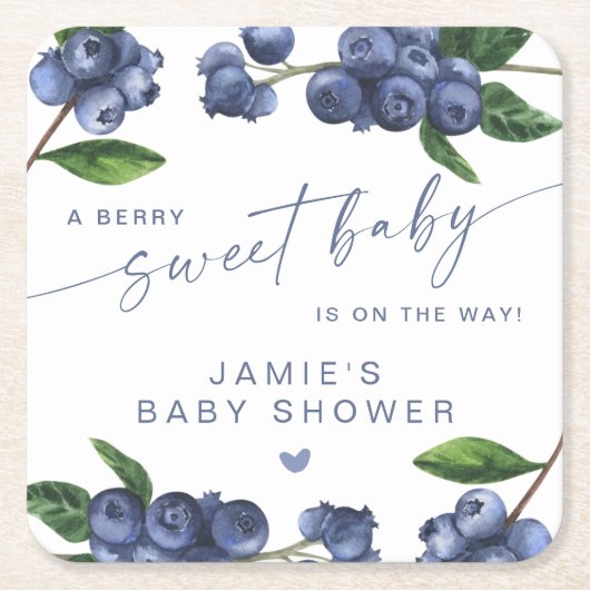Bosbessen Baby Shower Kartonnen Onderzetters (Voorkant)