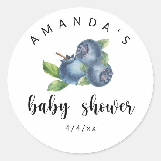 Bosbessen - Baby shower Ronde Sticker (Voorkant)