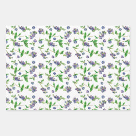 Bosbessen Besfruit Warm Groen Aquarel Inpakpapier Vel